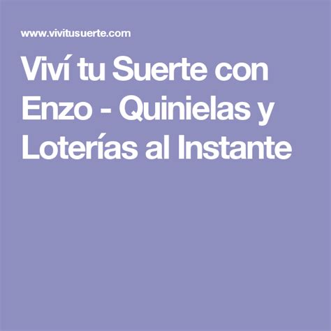 viví tu suerte con enzo viví tu suerte con enzo|Quiniela: Vivi Tu Suerte con Enzo